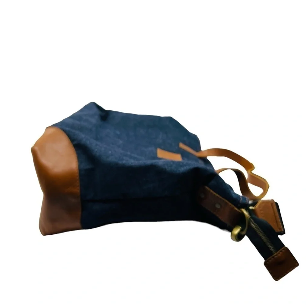 TRUE RELIGION UNISEX DENIM AND LEATHER TRAVEL BAG